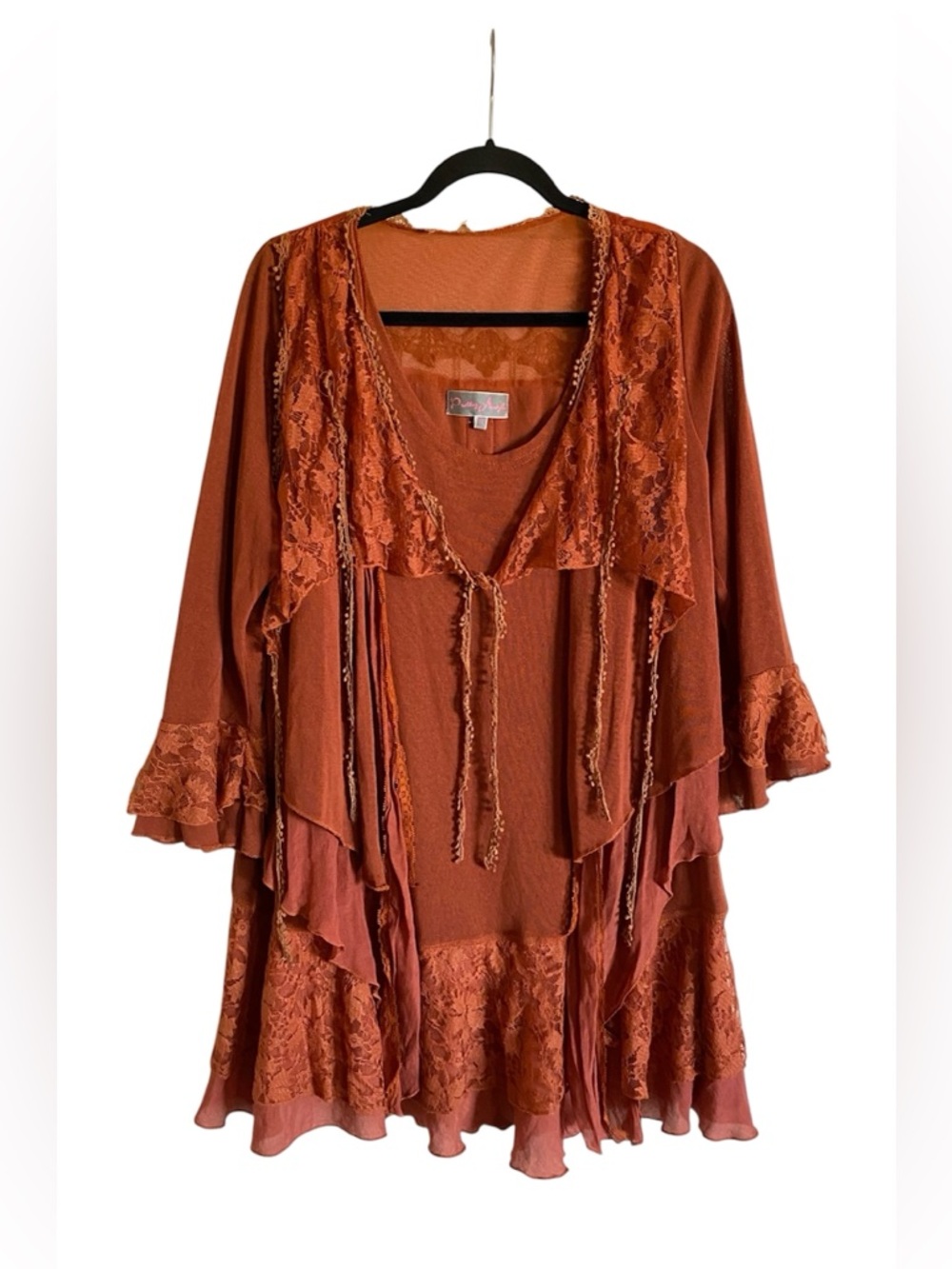 Women’s PRETTY ANGEL Boho Lace Detail Tunic Dress Size XL